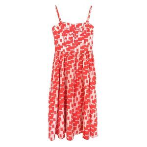 French Connection Coral & White Sleeveless Silk Blend Summer Sun Dress Size 0